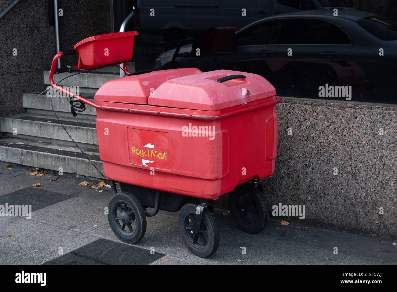 Slough, UK. 20th November, 2023. A postal trolley in Slough, Berkshire. Royal Mail has been fined £5.6 million by Ofcom this week for missing its first and second-class delivery targets 'by a significant and unexplained margin'. Credit: Maureen McLean/Alamy Live News Stock Photo