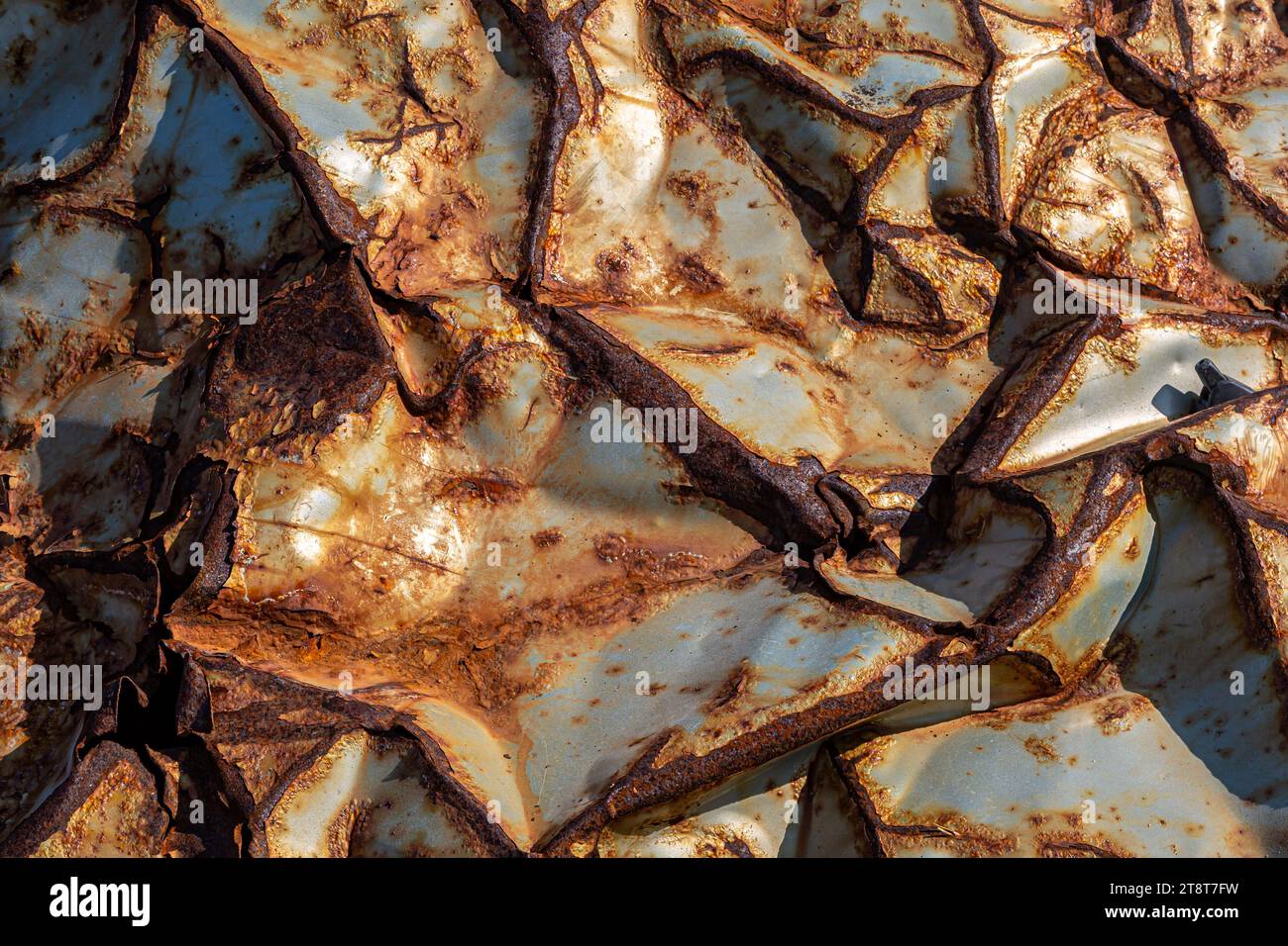 A full frame photograph of rusty textured metal Stock Photo