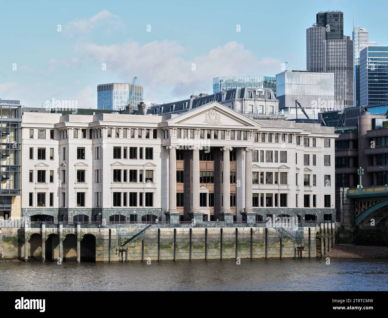 Vintner's Place, on a bank of the river Thames by Southwark bridge, London, England. Stock Photo