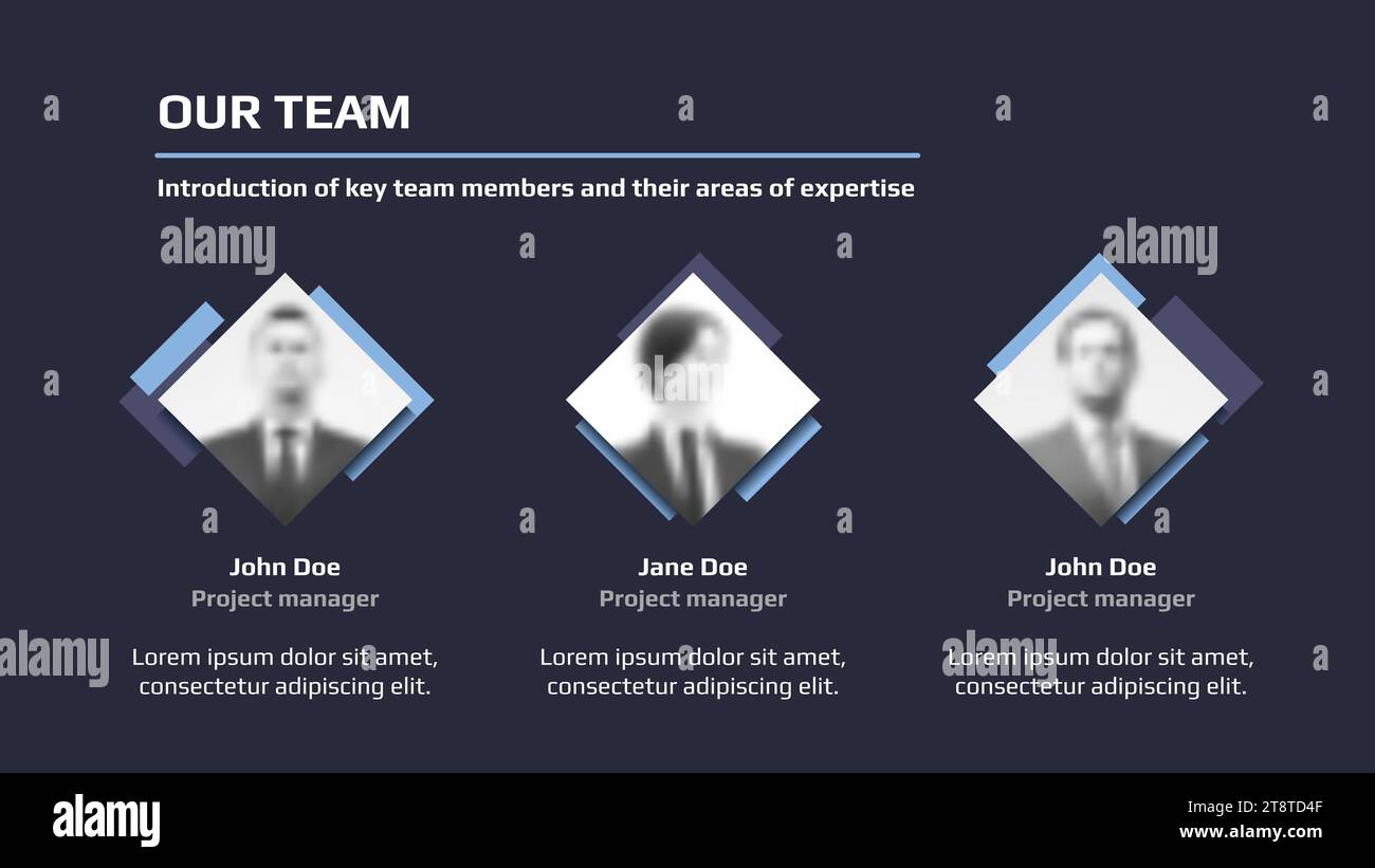 Our team web page with member avatars for business presentation or ...