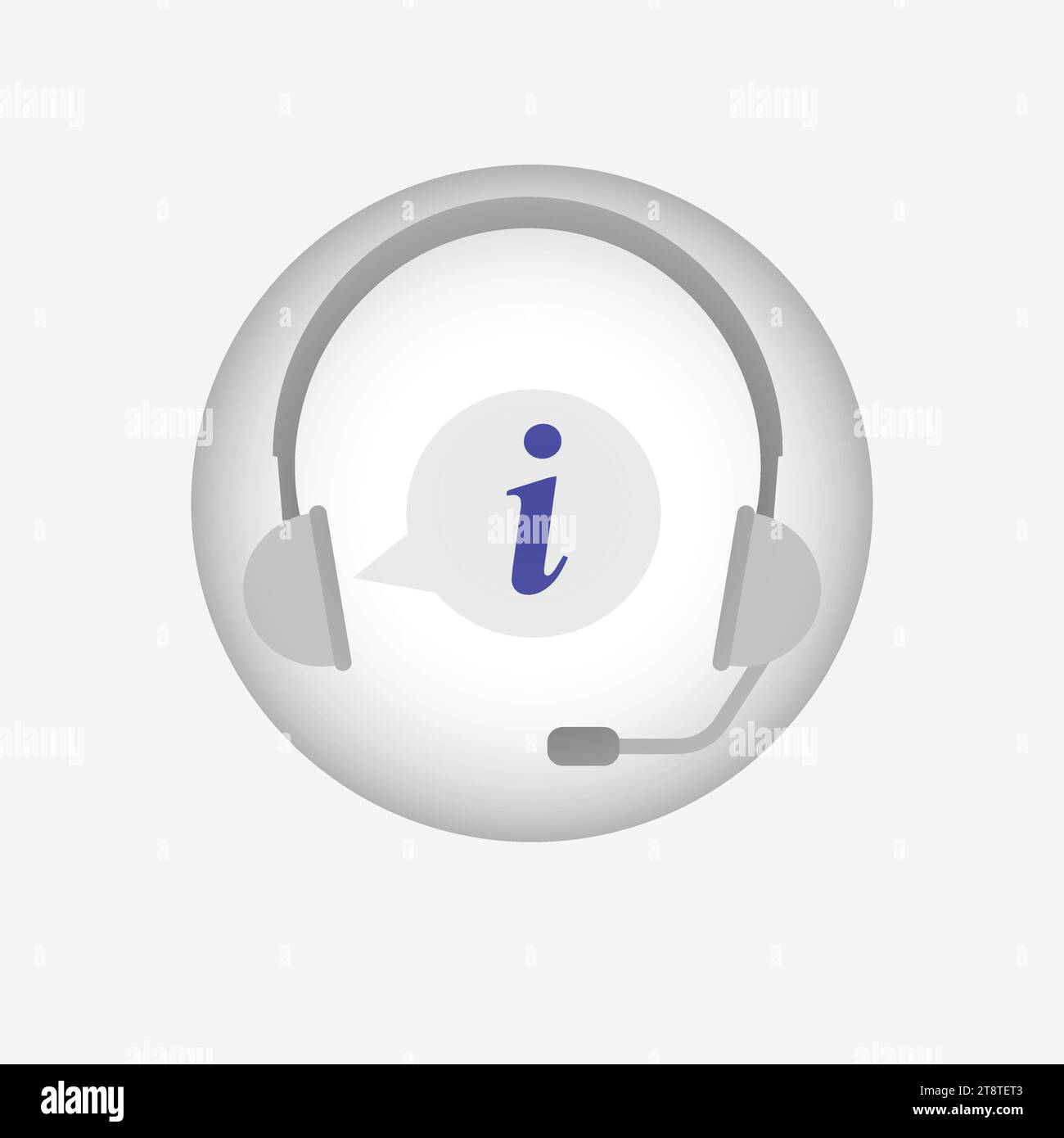Headphones with information symbol, button on white background Stock Vector