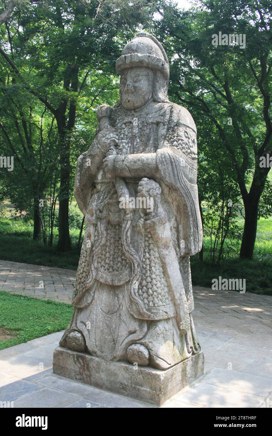 Ming Xiaoling (Emperor Hongwu Tomb) Sacred Avenue, Burial site of Ming Hongwu (Zhu Yuanzhang, first Ming Emperor) and Sun Zhongshan (Sun Yat-sen), Nanjing, China Stock Photo