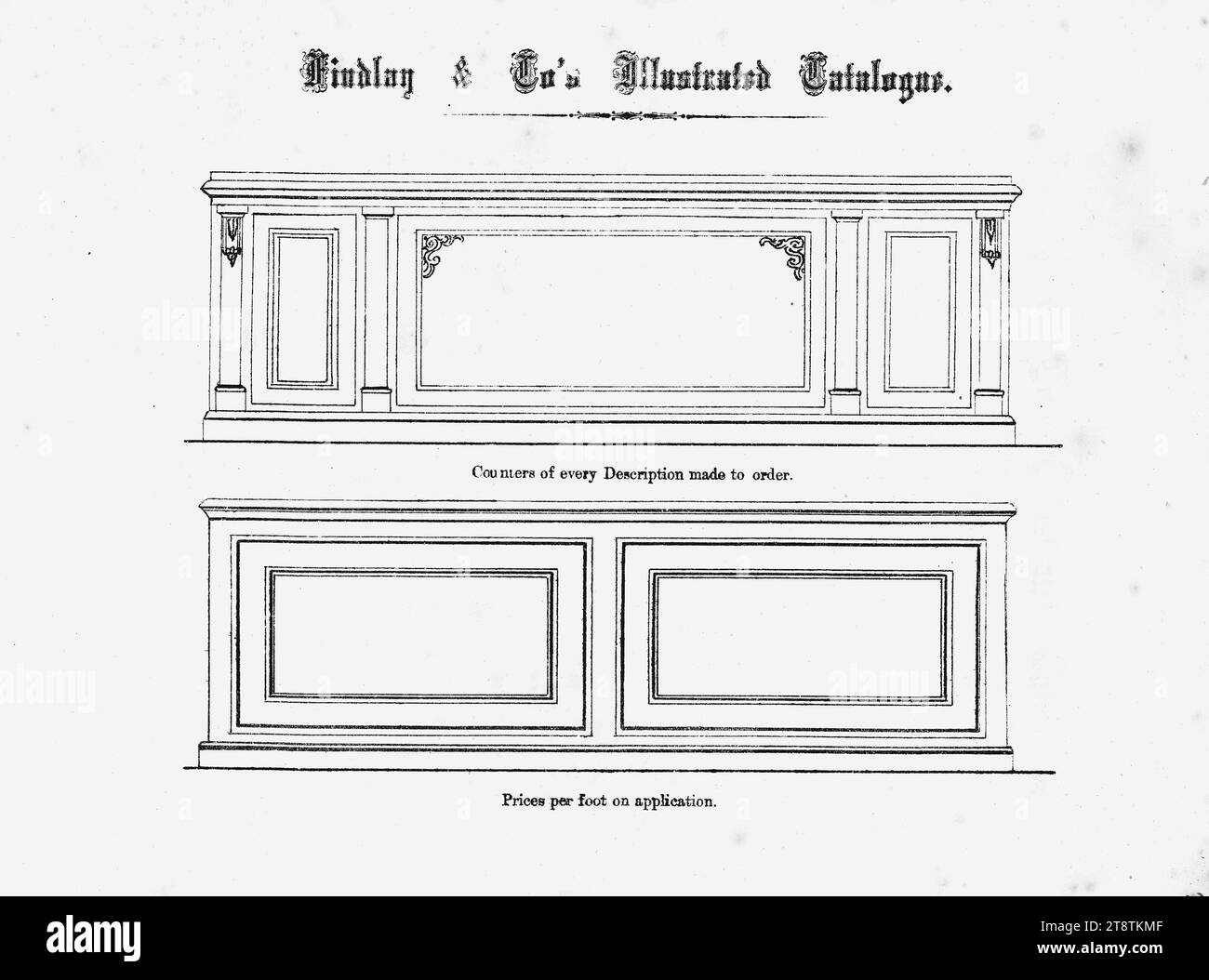 Findlay & Co.: Findlay and Co's illustrated catalogue. Counters of every description made to order. Prices per foot on application. 1874, Shows elevations of designs for counters Stock Photo