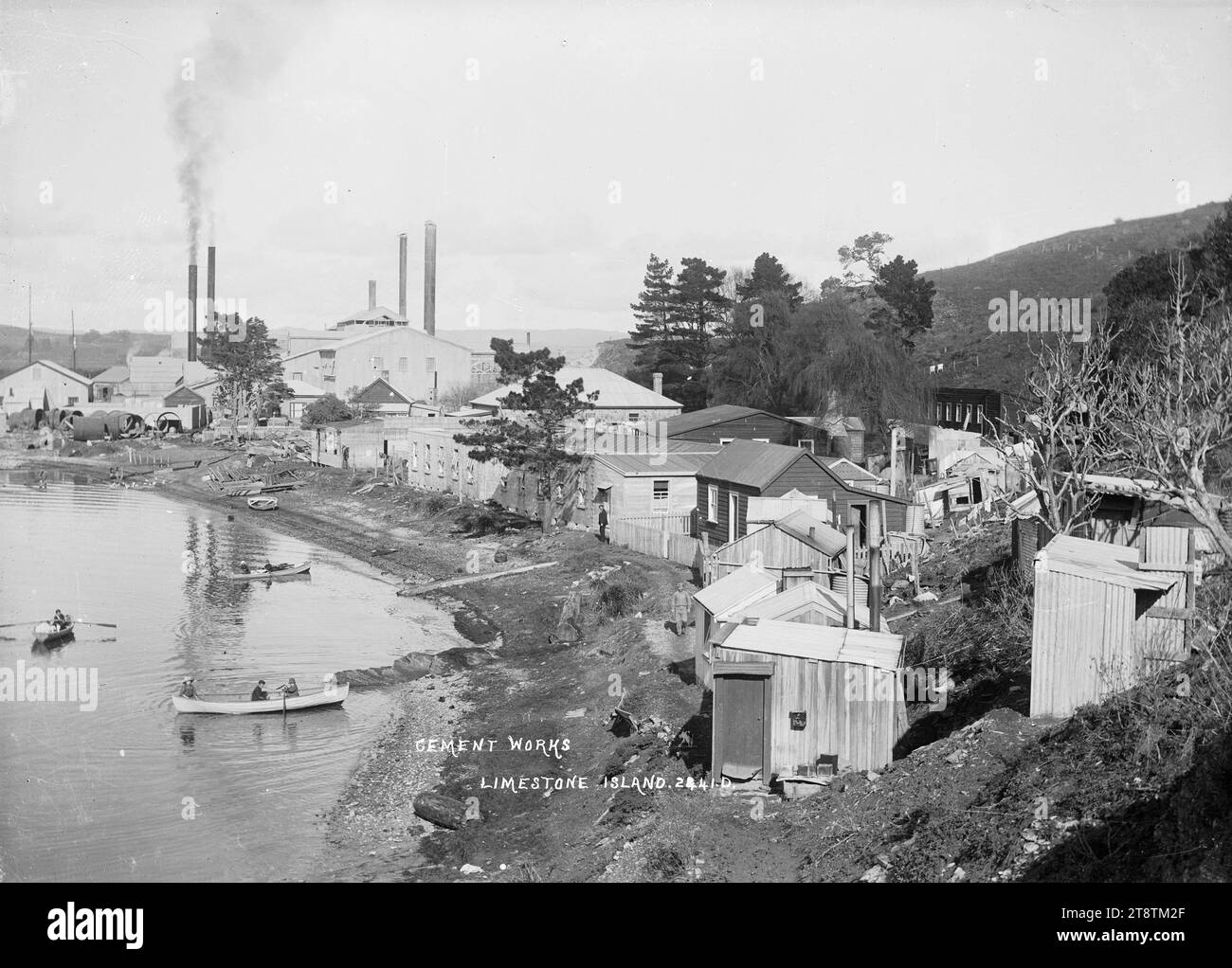 Cement works at Limestone Island, Whangarei Harbour, A view of the