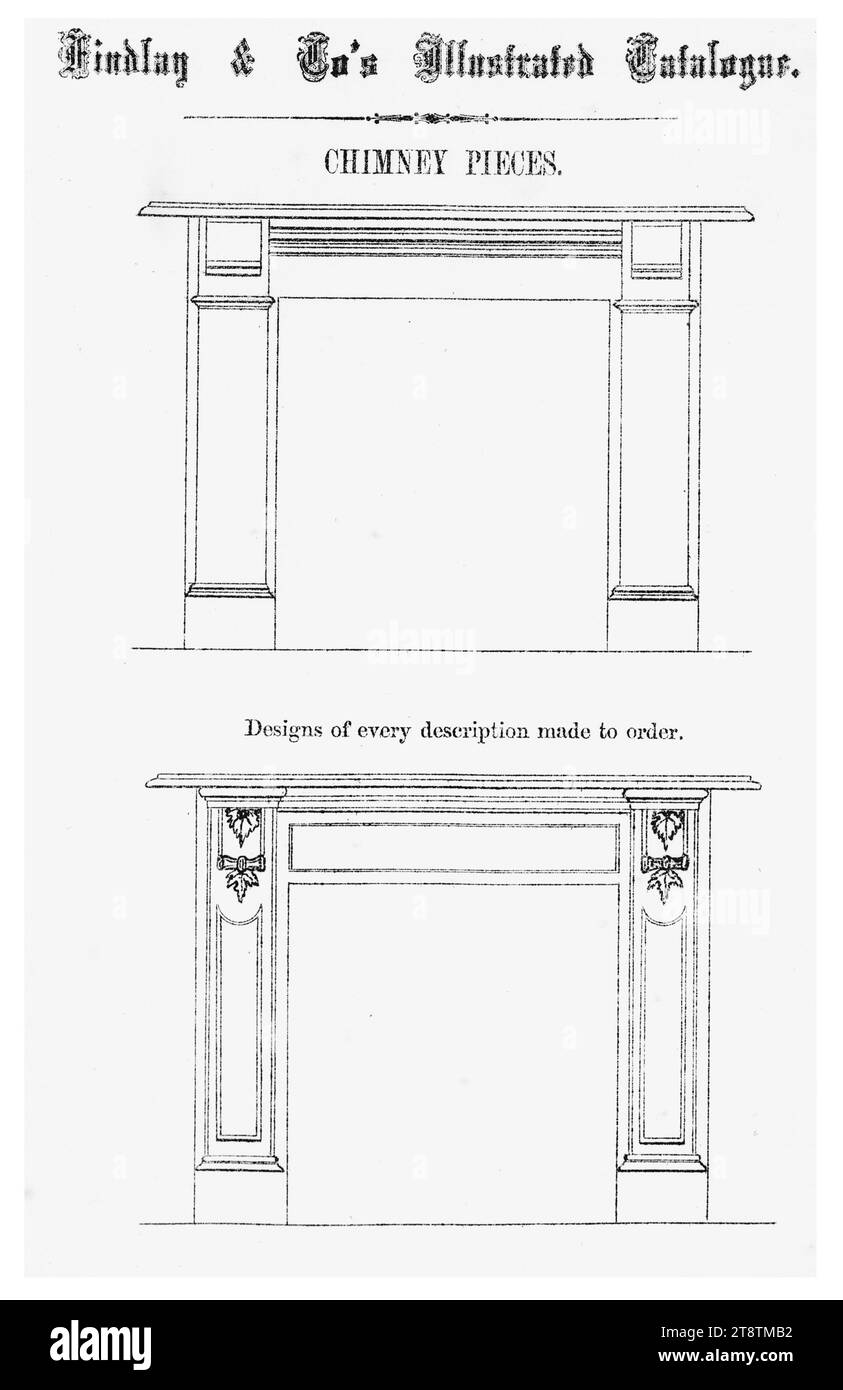 Findlay & Co.: Findlay and Co's illustrated catalogue. Chimney pieces. Designs of every description made to order. 1874, Shows designs for two chimney or mantel pieces Stock Photo