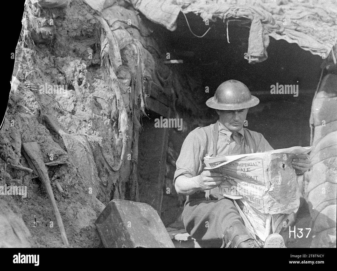 WW1 France photo postcard soldiers sitting outside cement dugout c1917 WW1 France photo postcard soldiers sitting outside cement dugout c1917