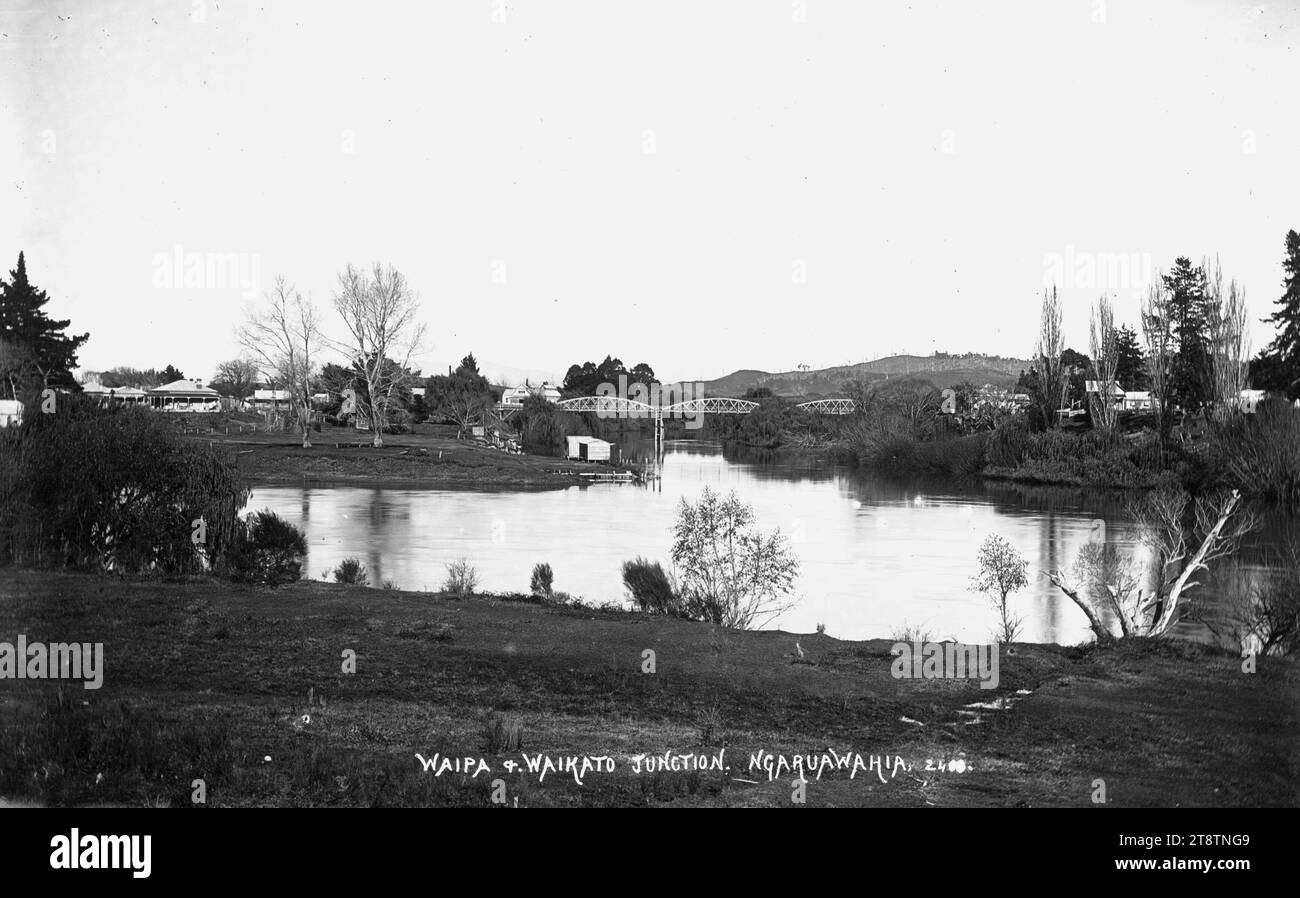 Ngaruawahia, New Zealand, showing the junction of Waipa and Waikato