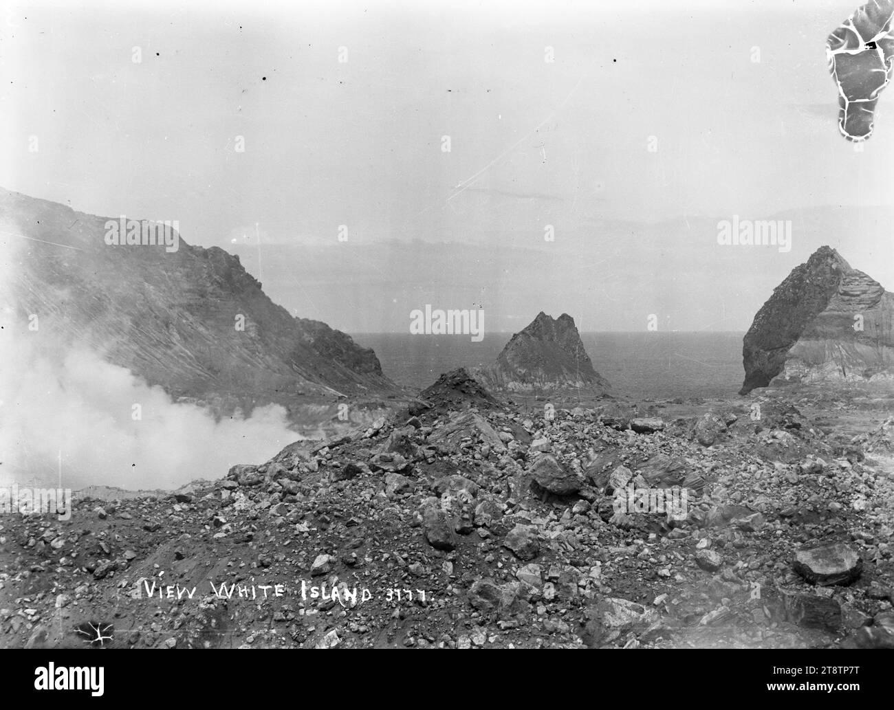 White Island, View of steam rising from the crater on White Island