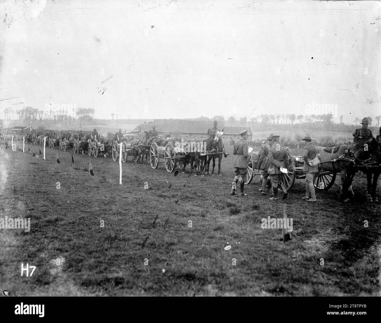 Judging best battalion transport at the New Zealand Division horse show, Judging Class IV, best