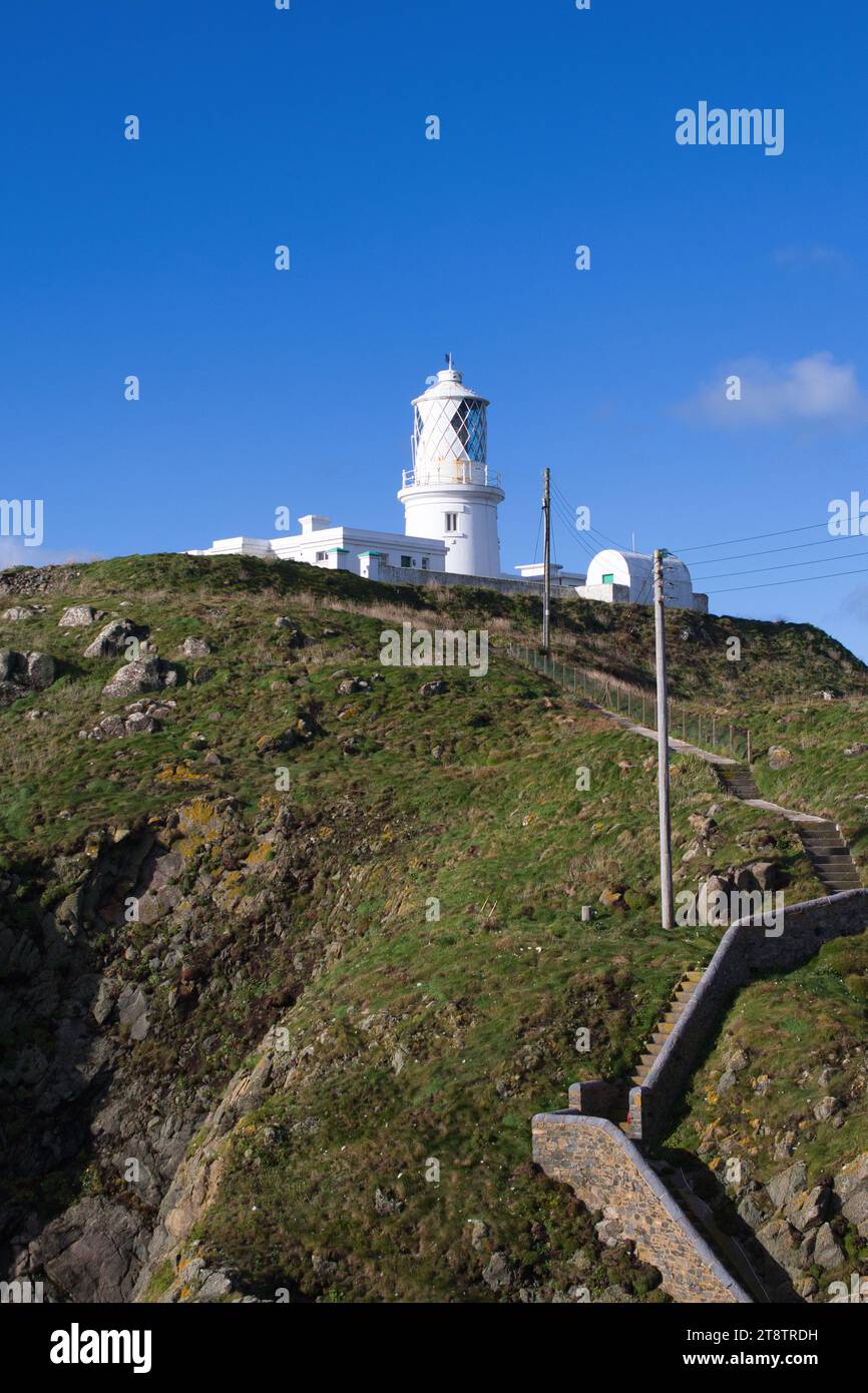 Strumble Head Lighthouse, built by Trinity House in 1908, marking the