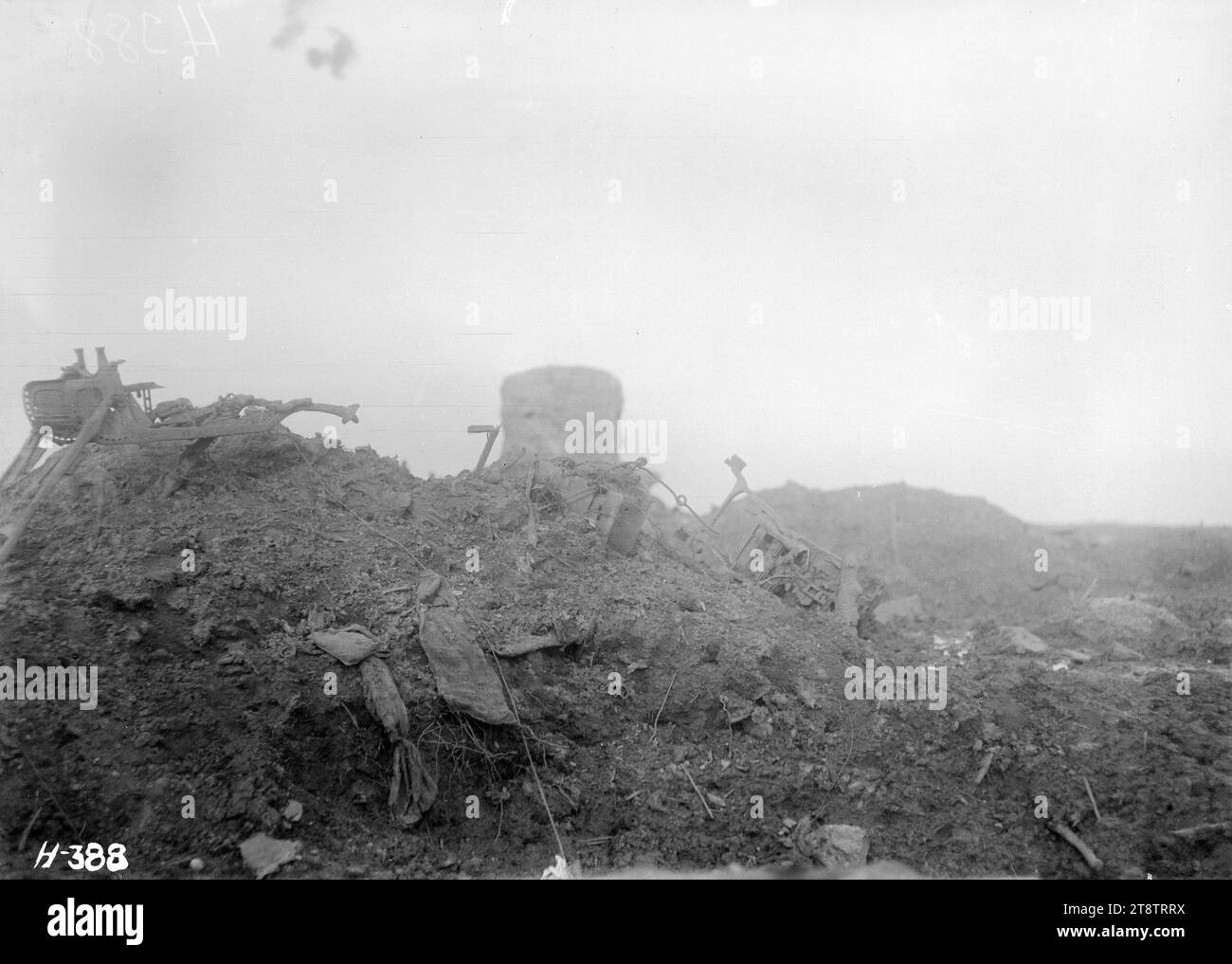A destroyed German machine gun emplacement, World War I, 'The Tower'- a ...