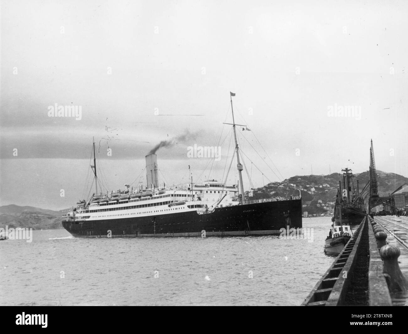 The ship Atlantis in Wellington, New Zealand Harbour, 1951 Stock Photo