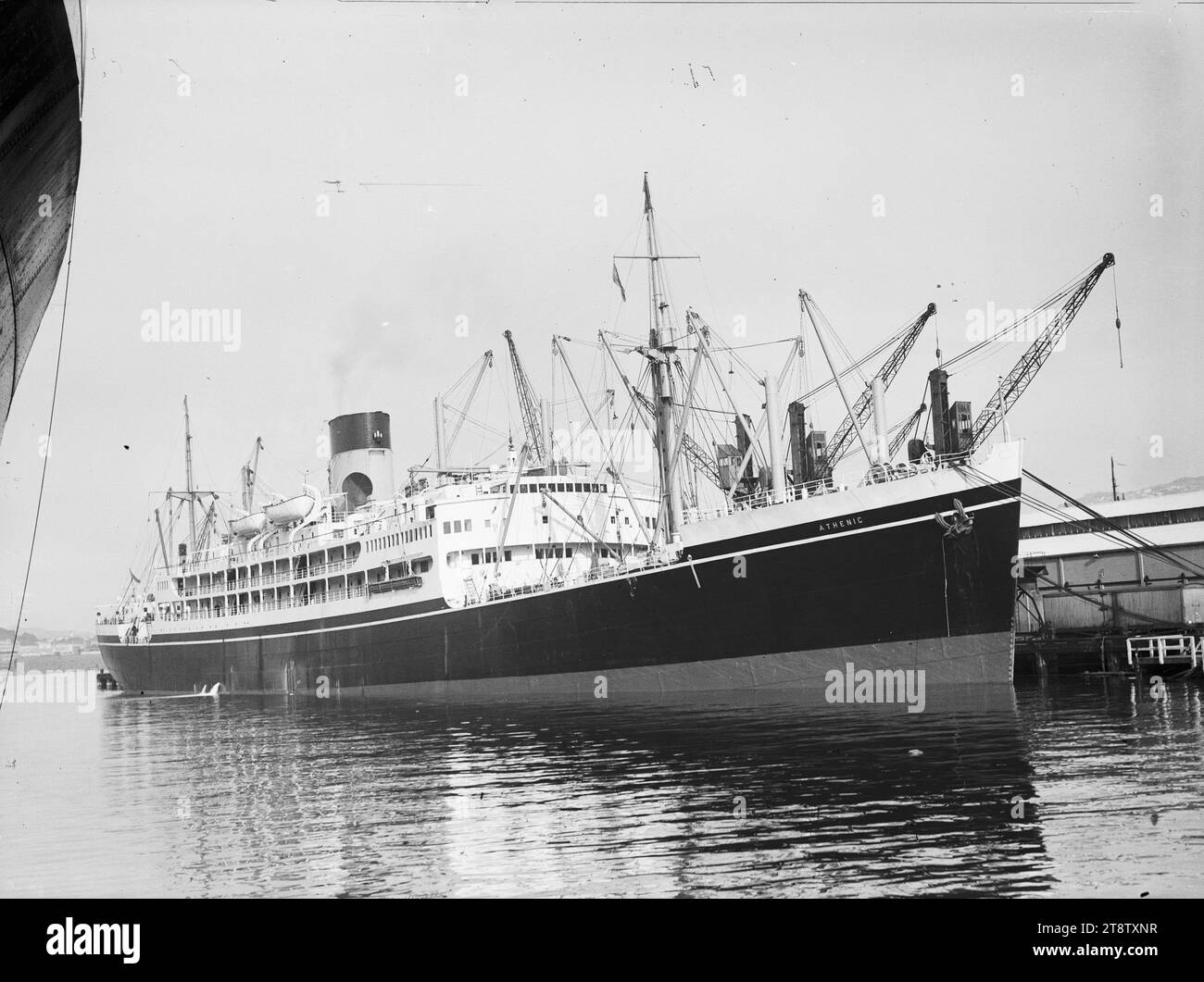 Athenic, probably in Wellington, New Zealand Harbour, ca late 1940s Stock Photo