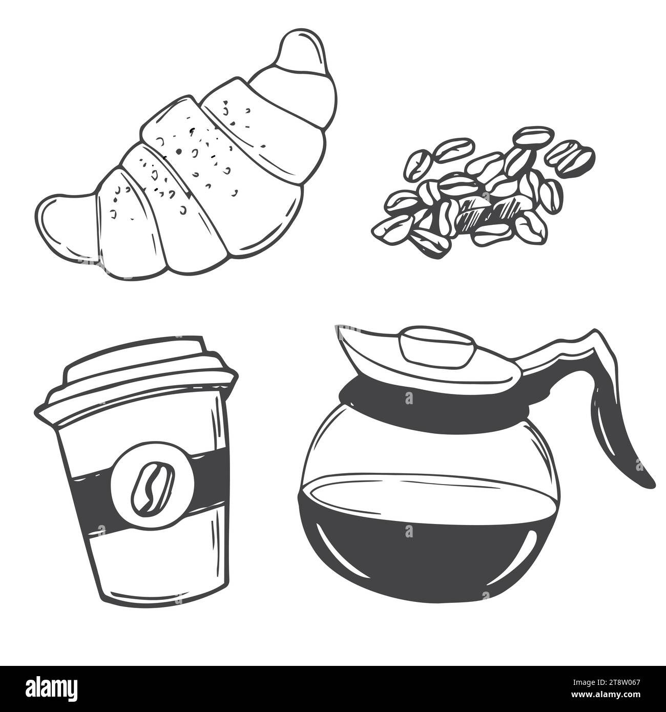 set of coffee doodle on white background Stock Vector