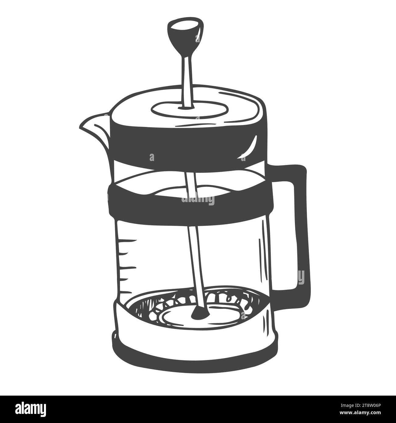 Vector illustration of a hand drawn coffee french press isolated Stock