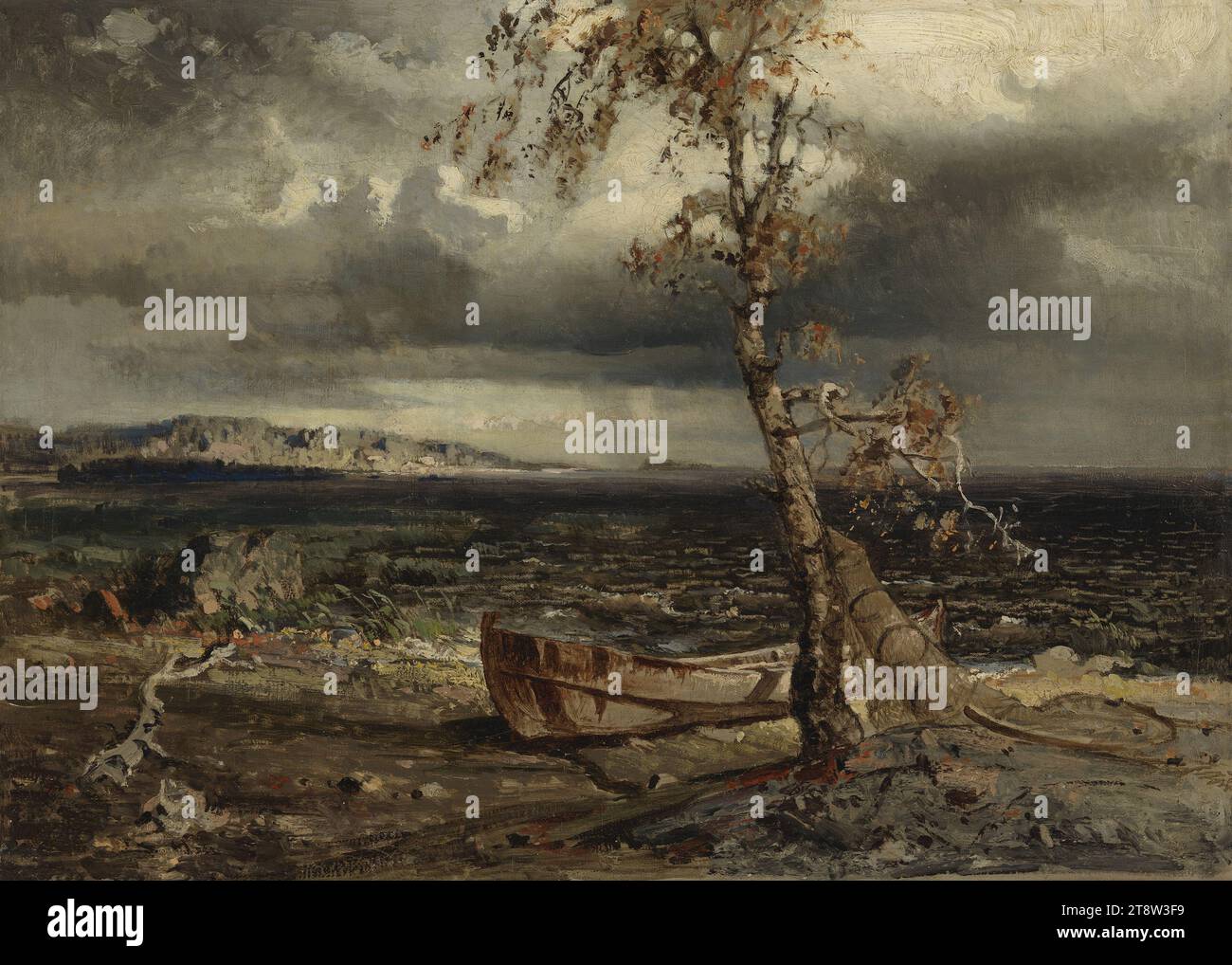 Werner Holmberg, 11.11.1830, Helsinki, 24.9.1860, Düsseldorf, Germany, Storm on Lake Näsijärvi, 1860, 36 × 50 cm, oil, oil on canvas Stock Photo