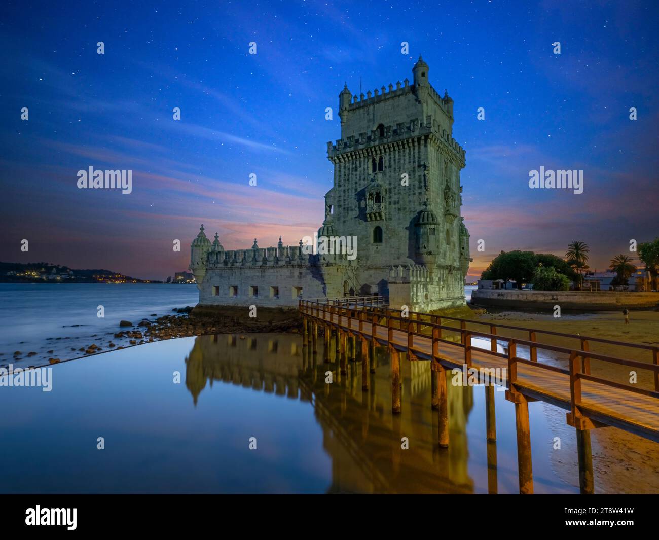 Belém Tower  officially the Tower of Saint Vincent (Portuguese: Torre de São Vicente) on the Tagus River built between 1514 & 1520  in Lisbon Portugal Stock Photo