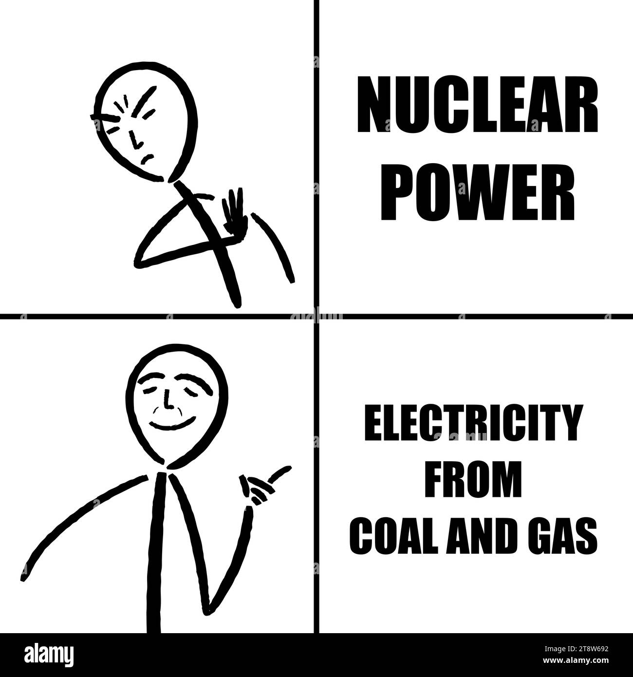 Nuclear power fears meme. Funny meme for social media sharing. Stock Vector