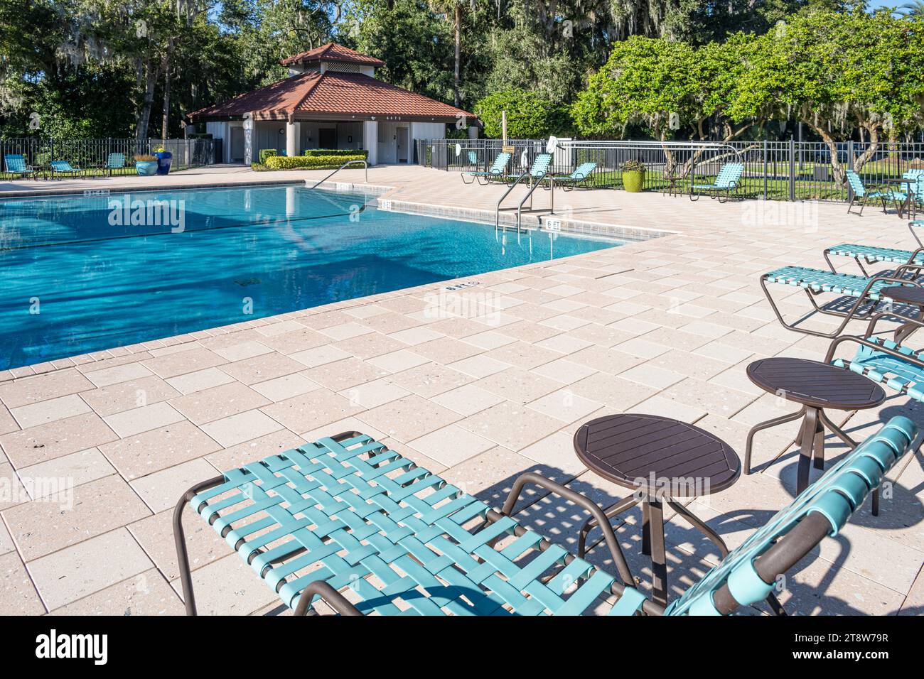 Private community pool at Sawgrass Players Club in Ponte Vedra Beach, Florida. (USA) Stock Photo