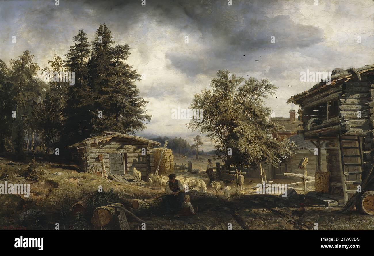 Werner Holmberg, 11.11.1830, Helsinki, 24.9.1860, Düsseldorf, Germany, Cottage in Kuru, 1859, 71.7 × 116 cm, oil, oil on canvas Stock Photo