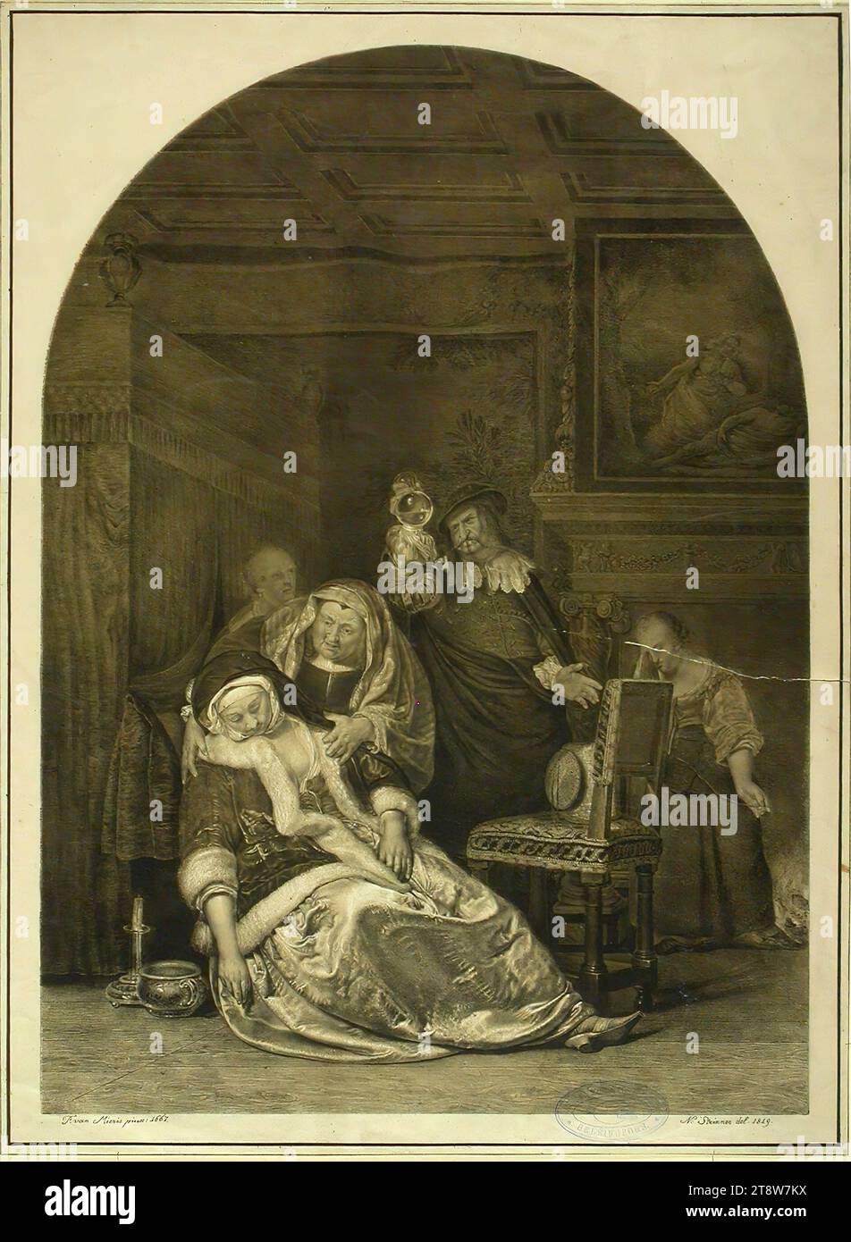 Nepomuk Strixner, 1782, Altötting, Germany, 1855, Munich, Germany, Doctor's Visit, 1819, 43.5 × 31.2 cm, colour lithograph Stock Photo