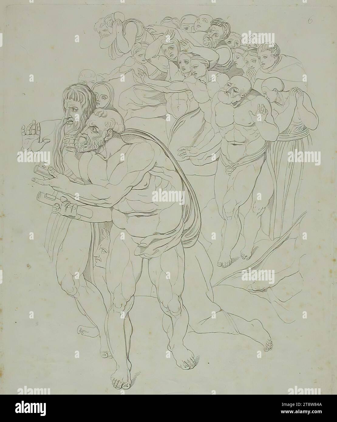 Conrad Martin Metz, 1749, Bonn, Germany, 16.12.1827, Rome, Italy, Detail from painting The Last Judgement, 1808, 31 × 39.5 cm, etching Stock Photo