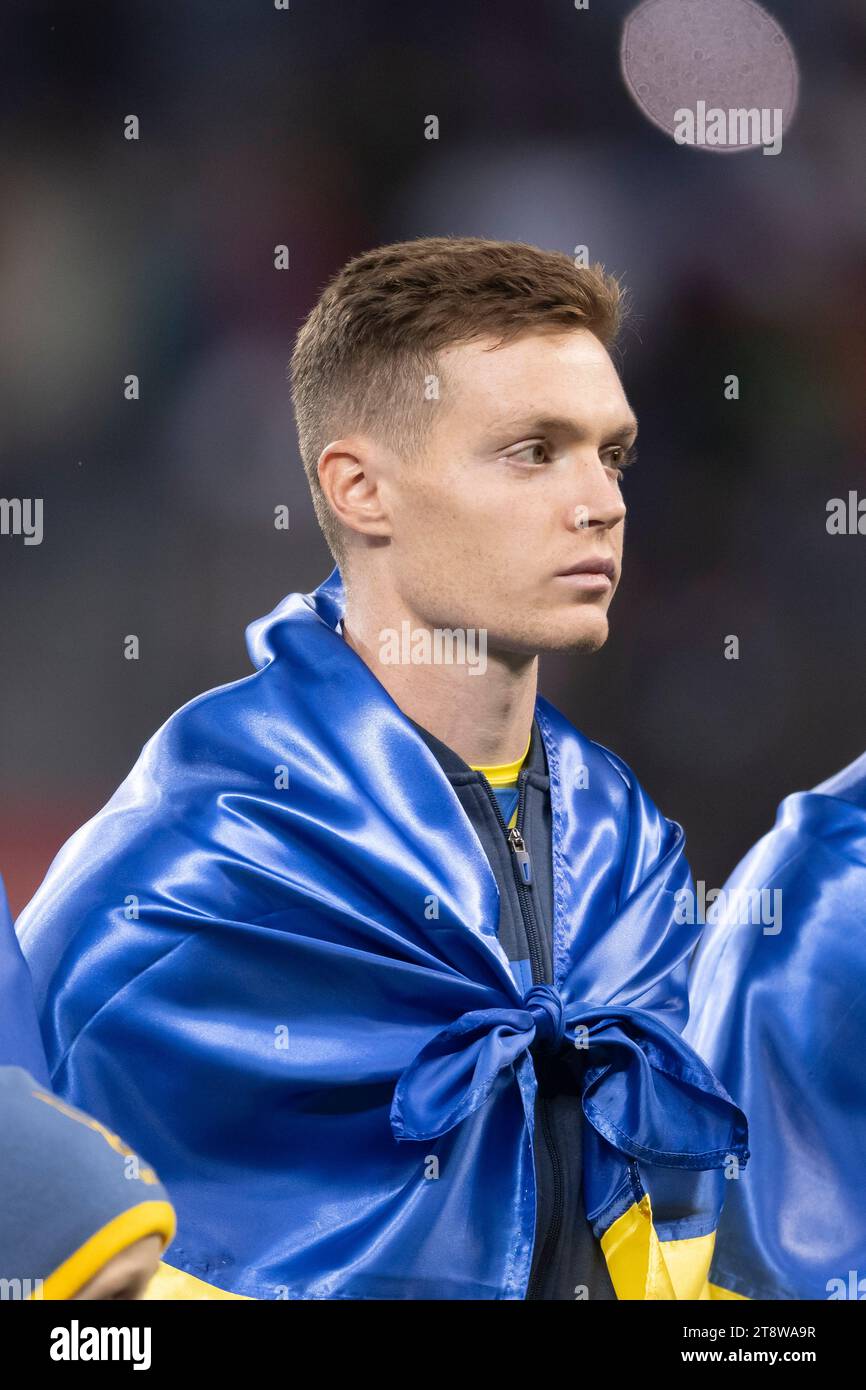 Viktor Tsygankov (Ukraine) during the UEFA 'European Qualifier 2023-2024' match between Ukraine 0-0 Italy at BayArena Stadium on November 20, 2023 in Leverkusen, Italy. Credit: Maurizio Borsari/AFLO/Alamy Live News Stock Photo