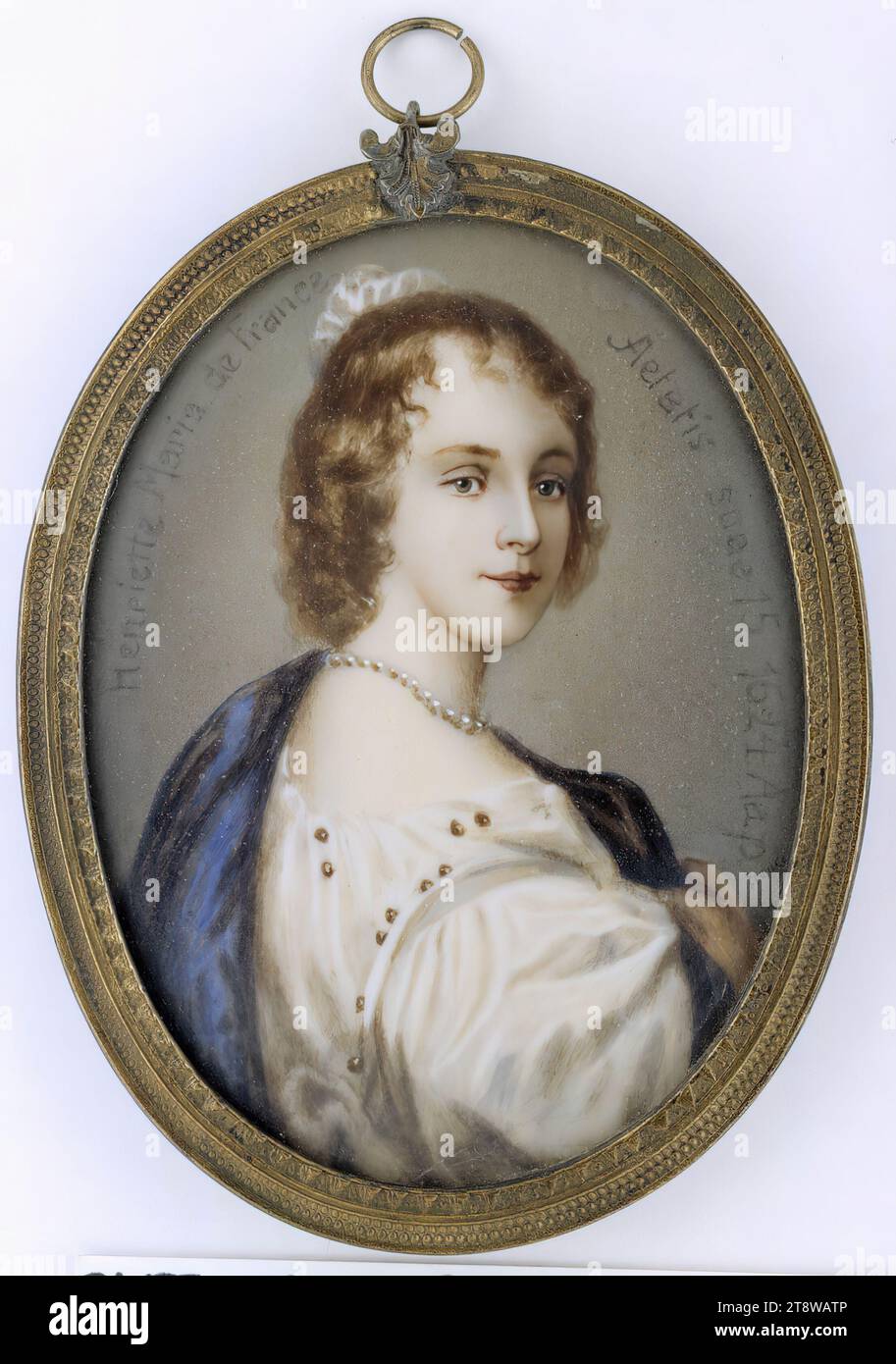 author unknown, Henriette Marie de France, 1800 - 1899, 8.3 × 6.2 cm, gouache, ivory Stock Photo
