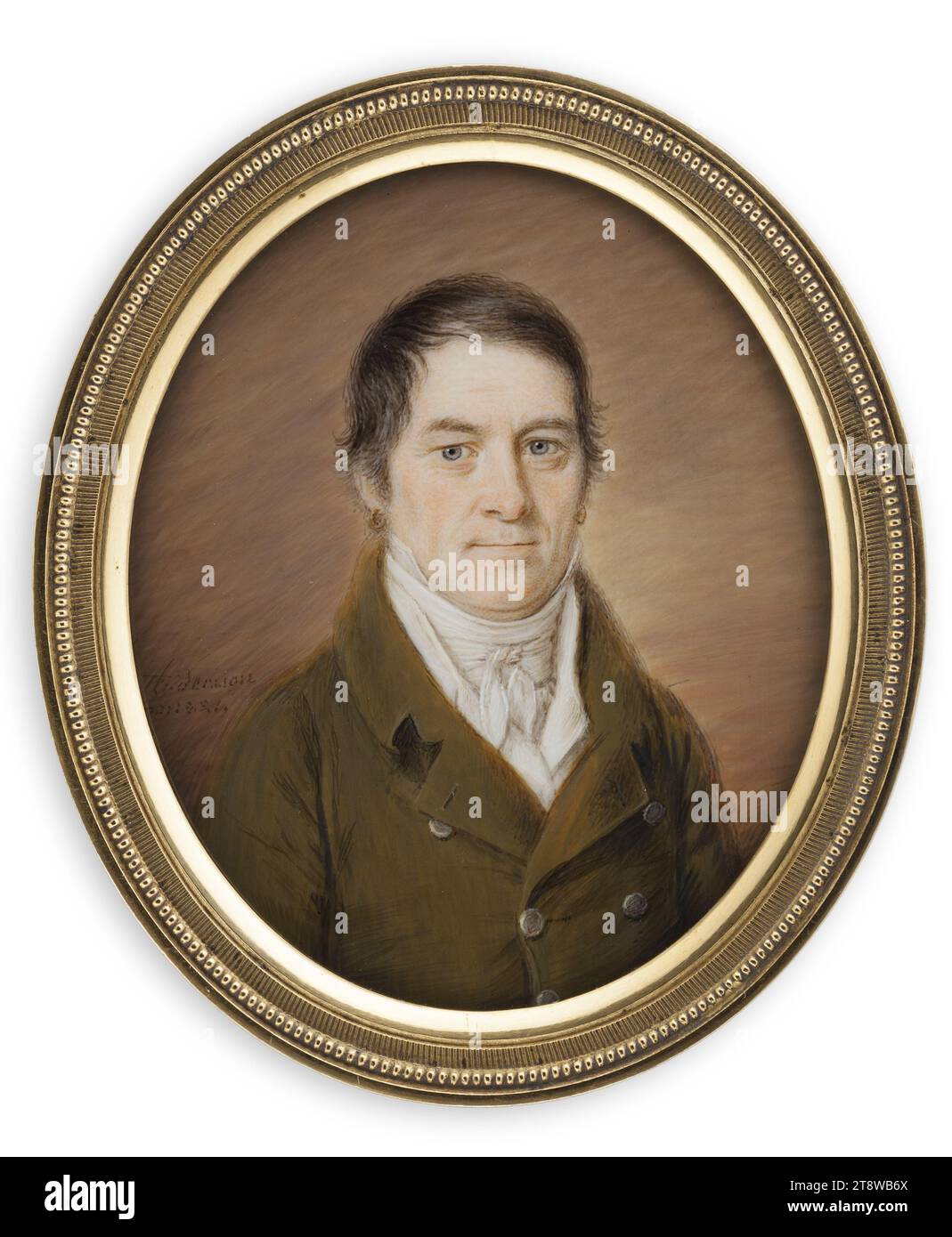 Anders Gustaf Andersson, 1780, Vexjö, 1833, Stockholm (city), Portrait of a man, 1800 - 1833, 6.4 × 5.4 cm, ivory Stock Photo