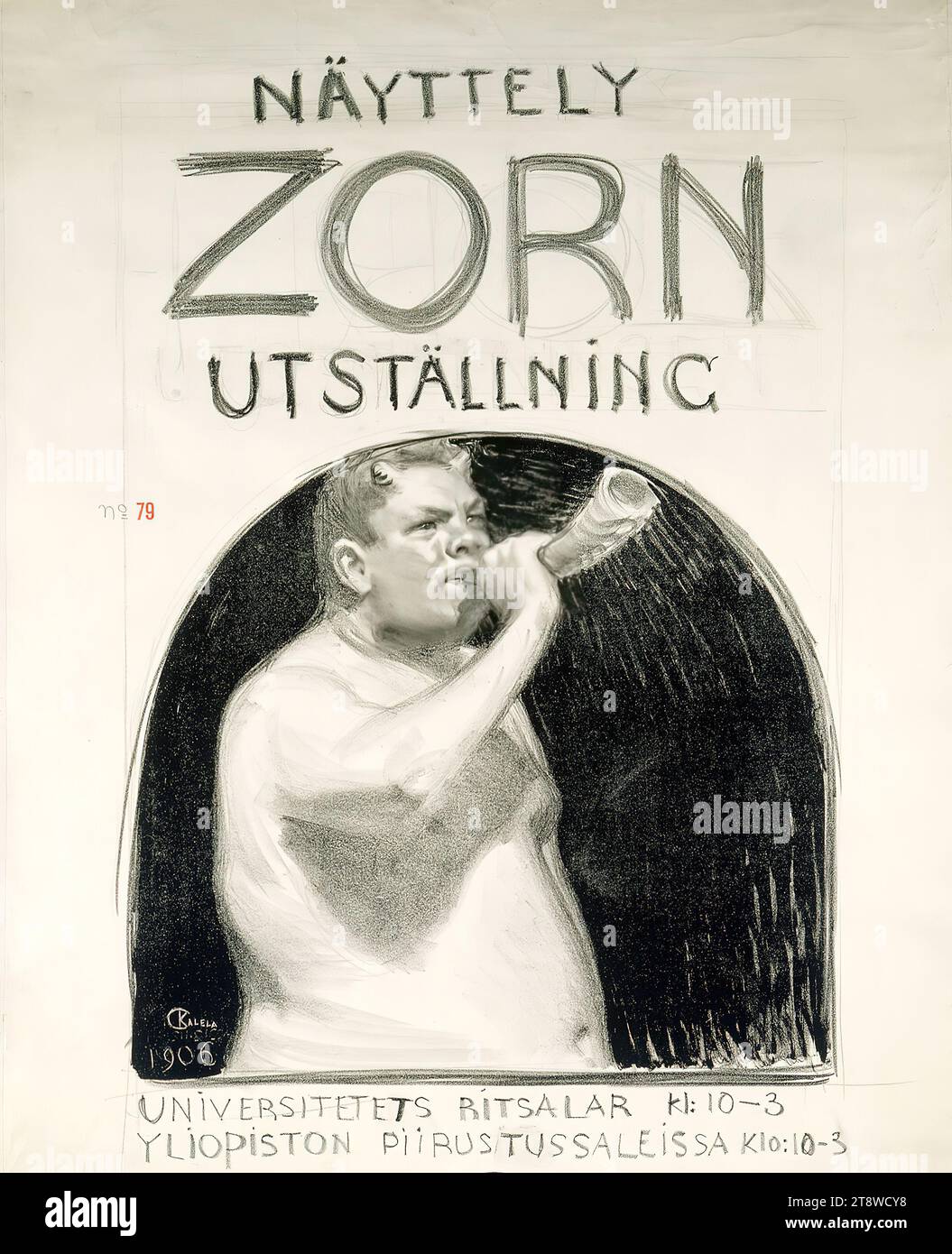 Akseli Gallen-Kallela, 26.4.1865, Pori, 7.3.1931, Stockholm, Sweden, Poster for Zorn's exhibition, 1906, 110 × 85 cm, lithograph Stock Photo