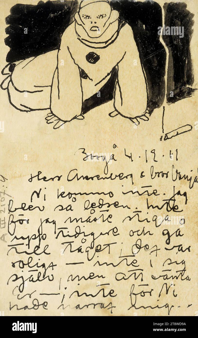 Valle Rosenberg, 15.11.1891, Porvoo, 18.12.1919, Porvoo, Pierrot, 1911, 14 × 9 cm, ink Stock Photo