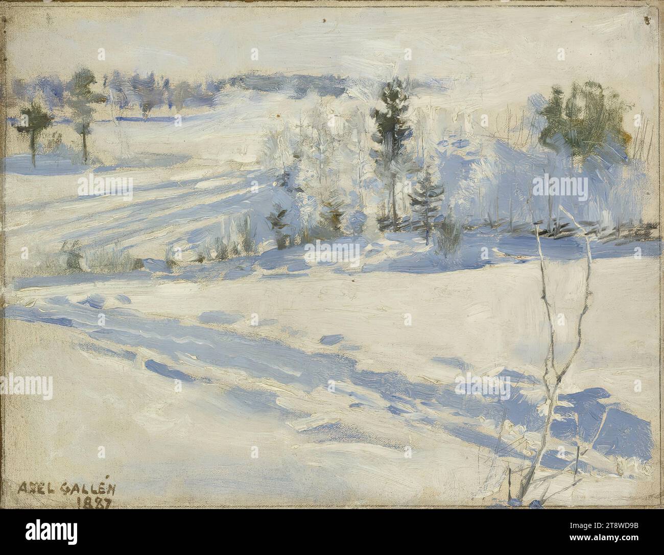 Akseli Gallen-Kallela, 26.4.1865, Pori, 7.3.1931, Stockholm, Sweden, Winter Landscape, 1887, 19.5 × 25 cm, oil Stock Photo