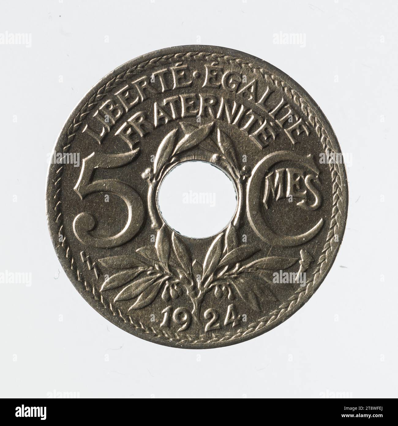Bronze nickel coin of the Third Republic, 1924, Lindauer, EdmondEmile