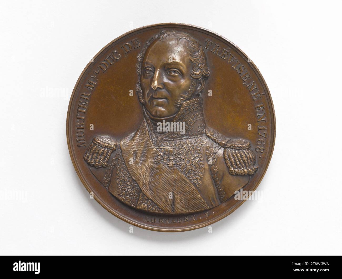 Adolphe Edouard Casimir Joseph Mortier (1768-1835), Duke of Treviso and Marshal of the Empire, 1835, Montagny, Jean-Pierre, Engraver of medals, Dubois, Joseph Eugène, After 1835, Numismatic, Medal Stock Photo