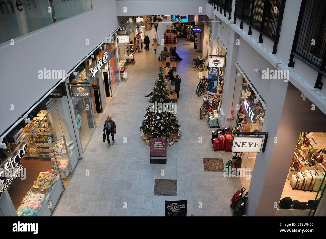 Copenhagen, Denmark /21 November 2023/ Various shopping malls have decorated christmas tree snd shwcase with various christmas presents inspiration with chistmas presents unders trees and merry christmnas signs in mall in capital. Photo.Francis Joseph Dean/Dean Pictures Credit: Imago/Alamy Live News Stock Photo
