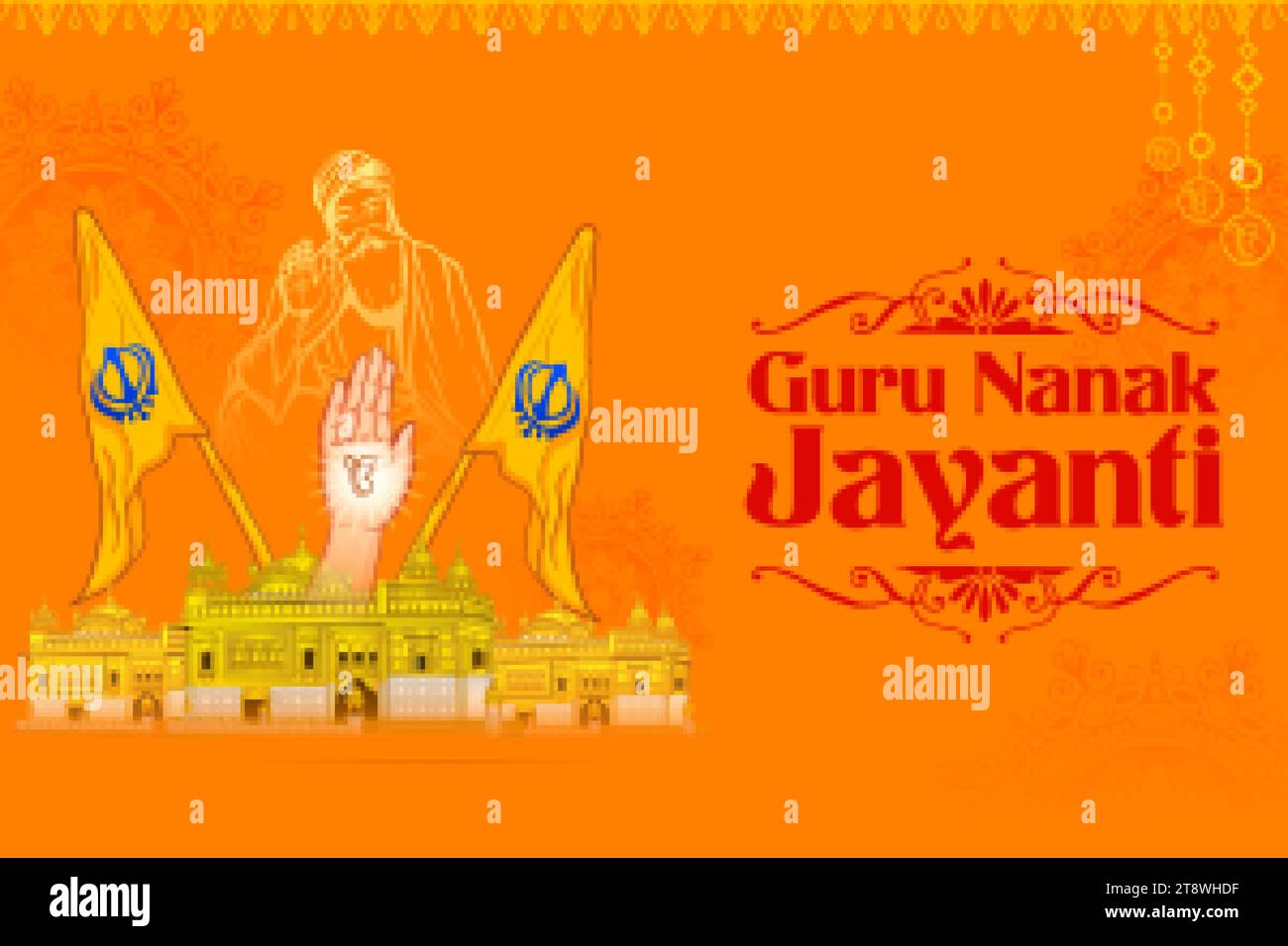 illustration of Happy Gurpurab, Guru Nanak Jayanti festival of Sikh celebration background Stock Vector