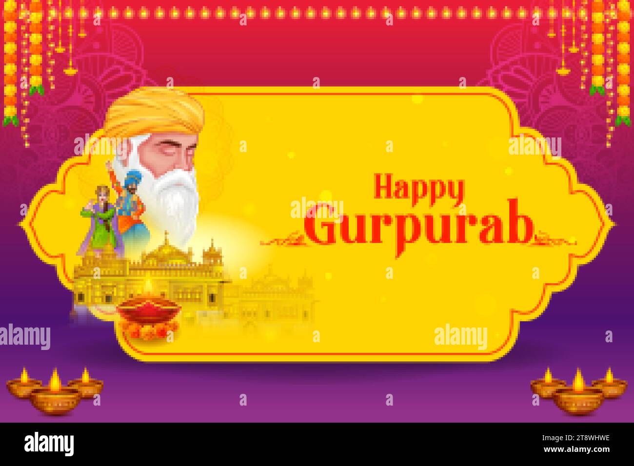 illustration of Happy Gurpurab, Guru Nanak Jayanti festival of Sikh celebration background Stock Vector