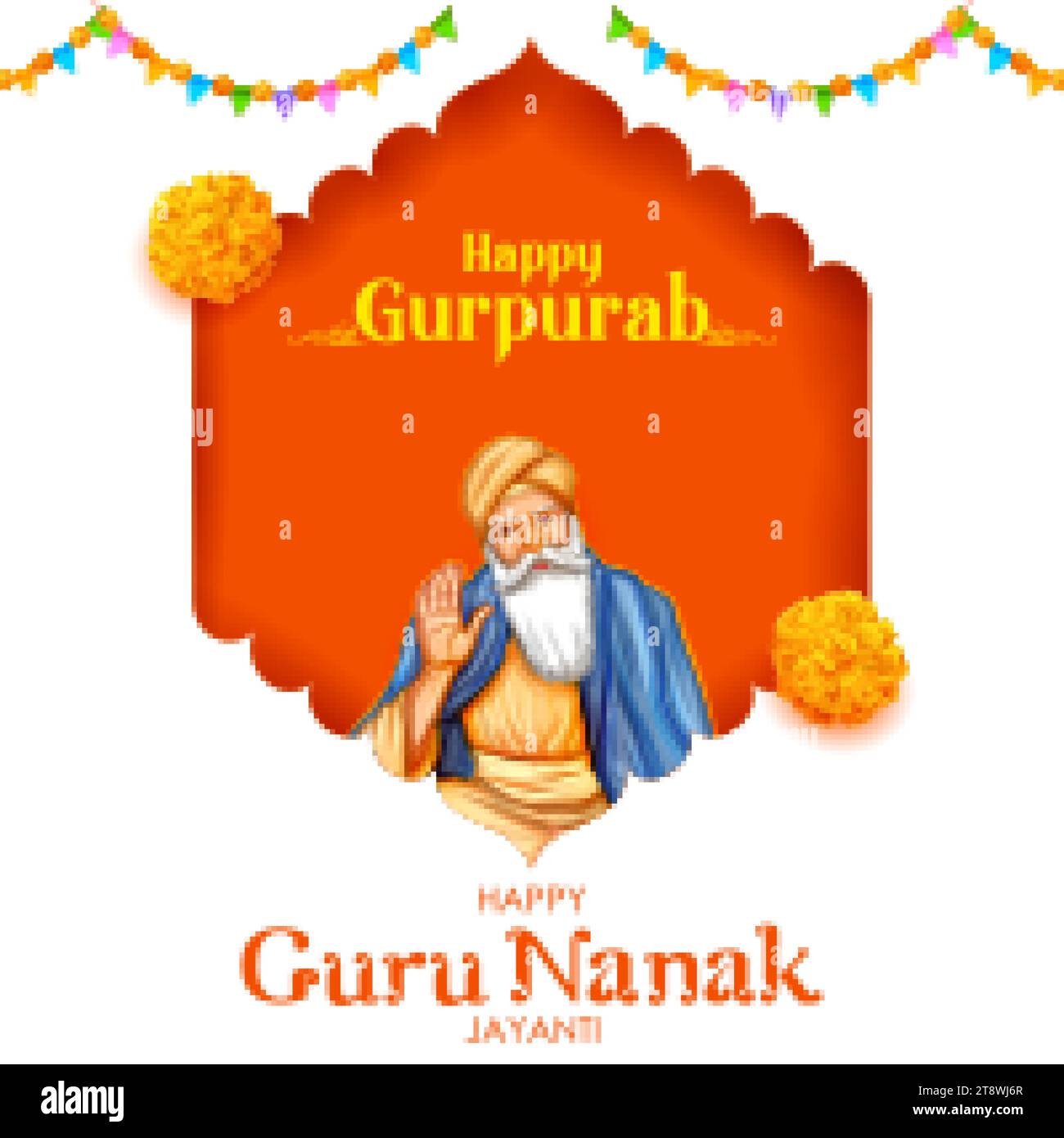 illustration of Happy Gurpurab, Guru Nanak Jayanti festival of Sikh celebration background Stock