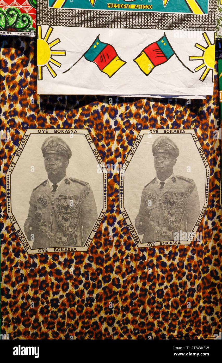 FANCY:COMMEMORATIVE CLOTHS IN AFRICA EXHIBITION AT THE QUAI BRANLY MUSEUM PARIS Stock Photo