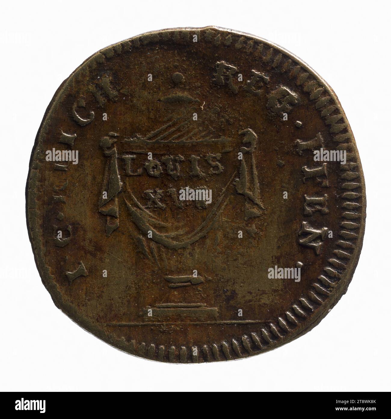 Louis XVI, King of France (1774 -1792), Reich, Johann Christian, Medal Engraver, Array, Numismatic, Token (numismatic), Brass, Diameter: 2 cm, Weight (type dimension): 1.34 g Stock Photo