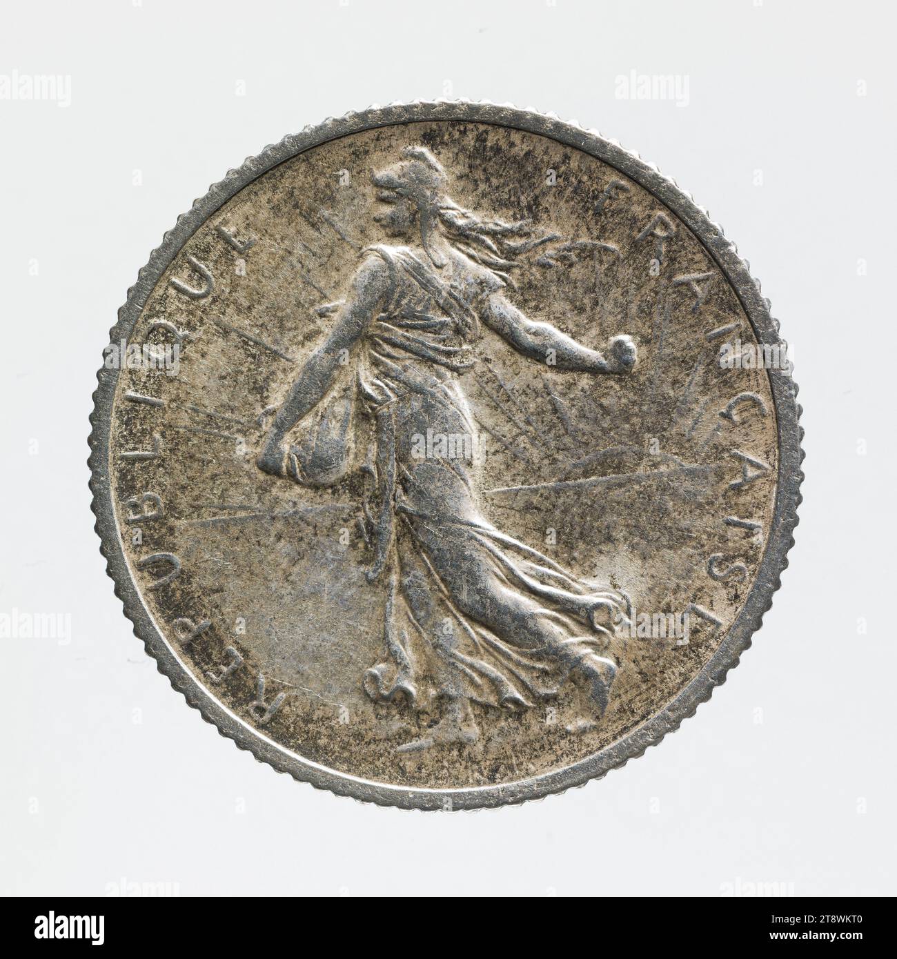 Coin of 1 franc in silver of the IIIrd Republic, 1918, Roty, Louis Oscar, Array, Numismatique, Monnaie, Paris, Diameter: 2.3 cm, Weight (type dimension): 4.99 g Stock Photo