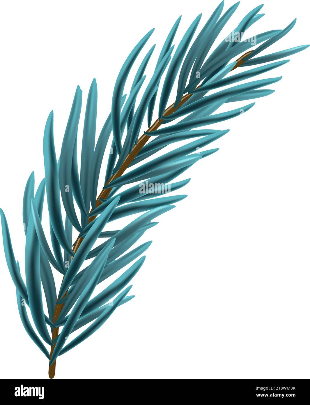 Blue christmas fir branch element. Vector illustration. Stock Vector