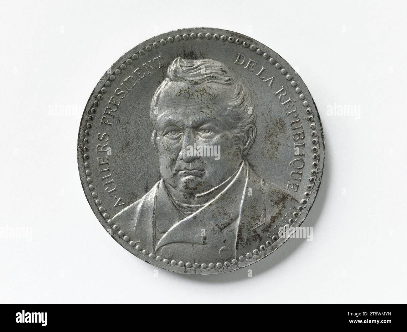 Adolphe Thiers (1797-1877), President of the Republic (1871-1873), circa 1871, Trotin, Charles, Engraver in medals, Array, Numismatic, Medal, Diameter: 4.6 cm, Weight (type size): 40.93 g Stock Photo
