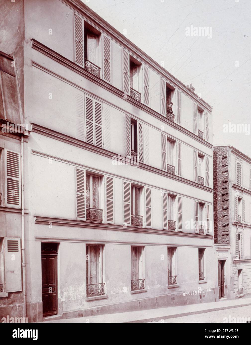 Rue des Bois nº47 et nº51, 19th district, Paris, Union Photographique Française, Photographer, Union Photographique Française, Photographer, In 1908, Graphic Arts, Photography, Aristotype, Height: 29.5 cm, Width: 23.1 cm Stock Photo