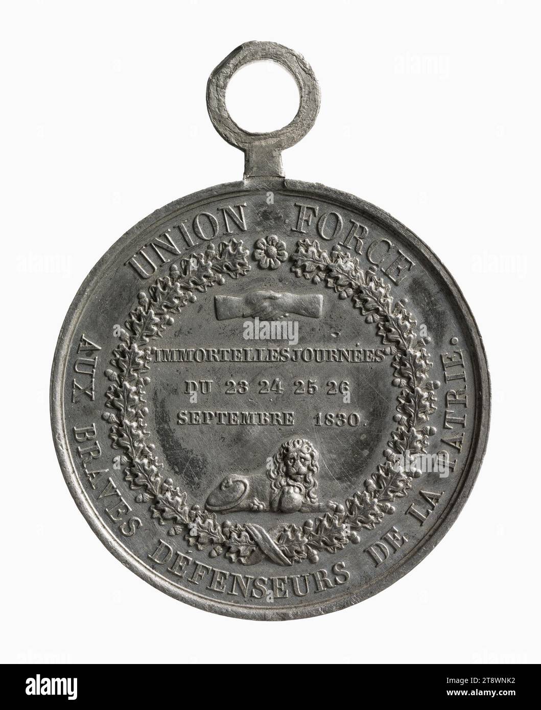 Independence of Belgium, 1830, Veyrat, Adrien Hippolyte, Engraver in medals, Array, Numismatic, Medal, Pewter, Diameter: 3.2 cm, Weight (type dimension): 13.57 g Stock Photo