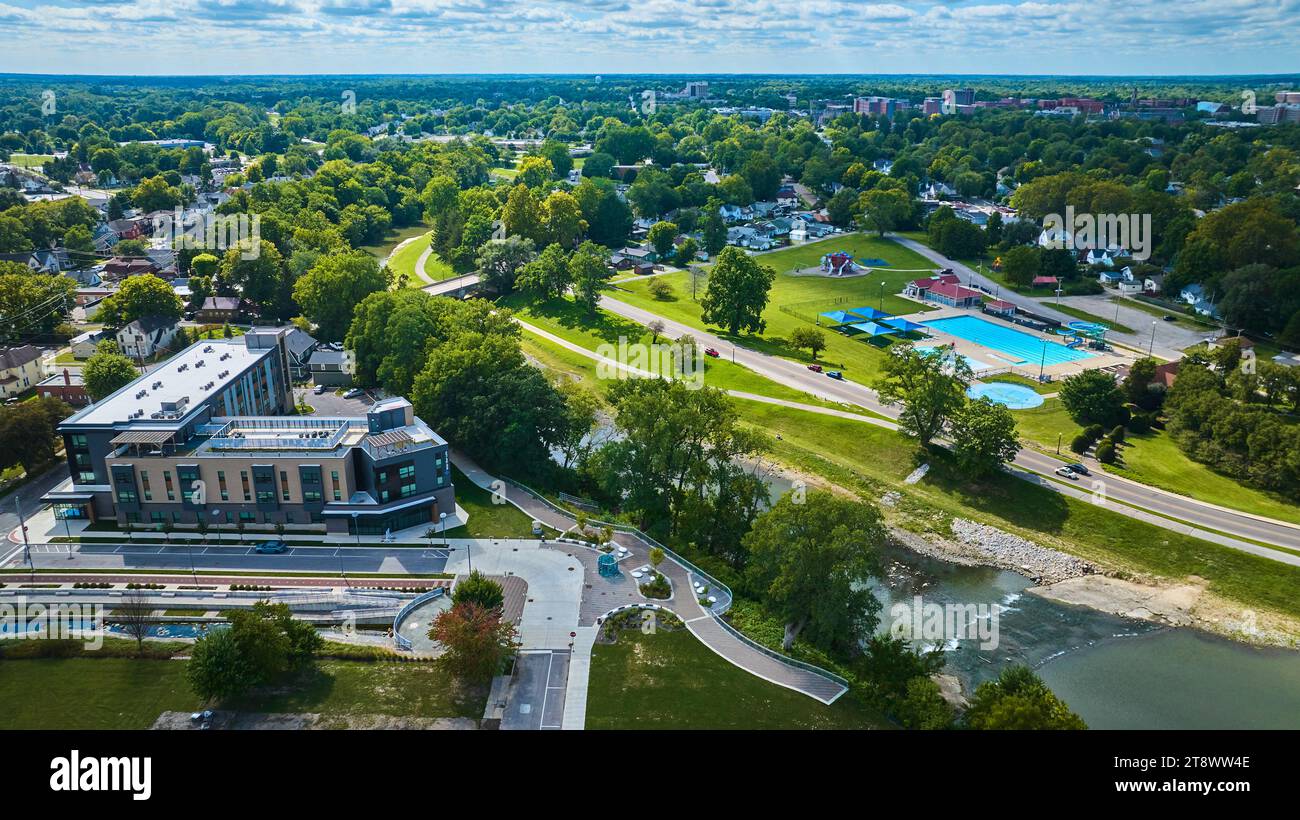 Apartment complex, Muncie, IN with Tuhey Pool on opposite side of White