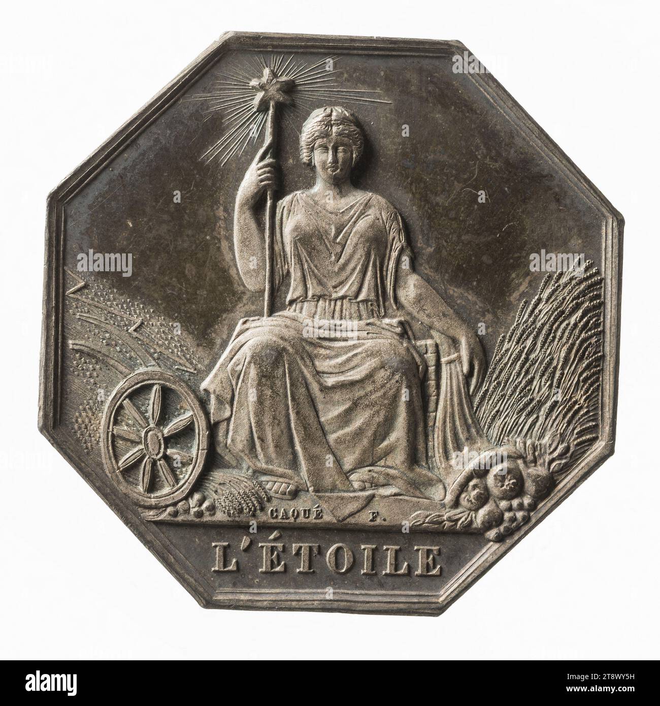 L'Etoile: mutual insurance company against hail, after 1834, Caqué, Armand-Auguste, Engraver in medals, After 1834, Numismatics, Token (numismatics), Silver, Dimensions - Work: Diameter: 3.6 cm, Weight (type dimension): 21.97 g Stock Photo