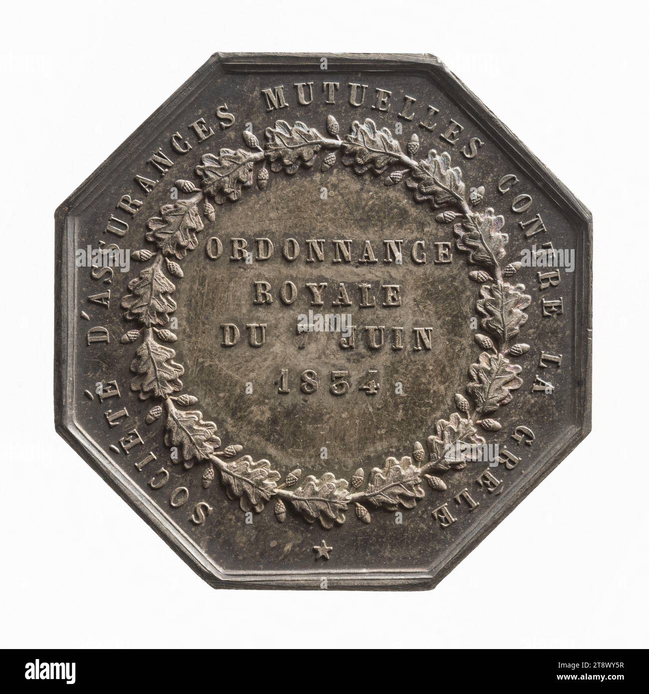 L'Etoile: mutual insurance company against hail, after 1834, Caqué, Armand-Auguste, Engraver in medals, After 1834, Numismatics, Token (numismatics), Silver, Dimensions - Work: Diameter: 3.6 cm, Weight (type dimension): 21.97 g Stock Photo