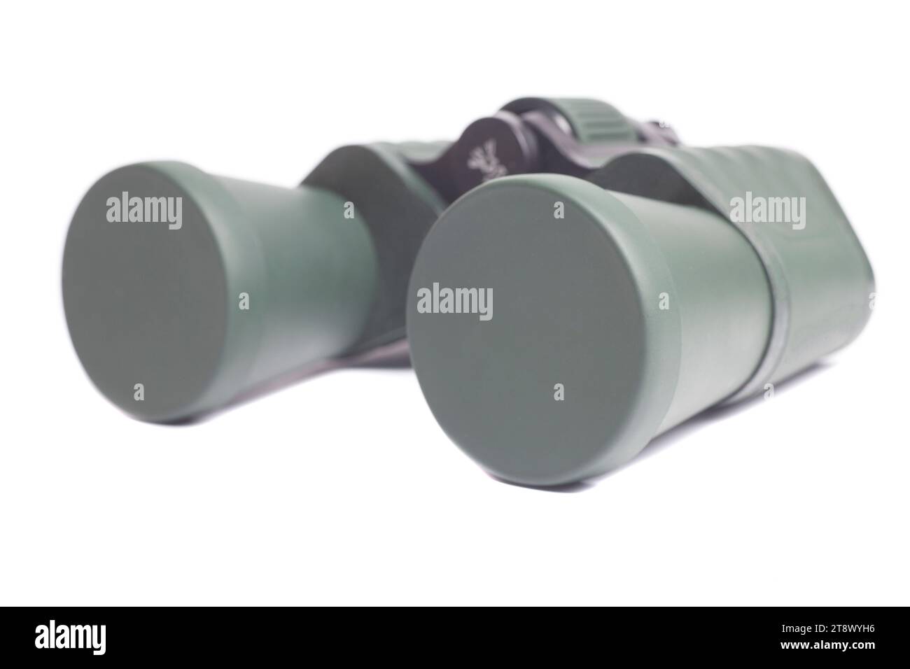 Green military binoculars isolated on white background Stock Photo Alamy