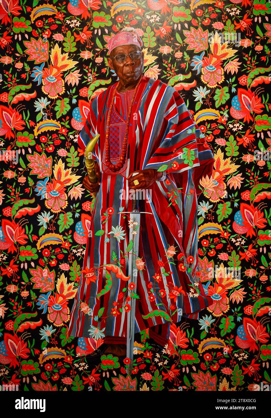 KEHINDE WILEY EXHIBITION AT THE MUSEE DU QUAI BRANLY: A PICTORIAL JOURNEY THROUGH AFRICAN POWER Stock Photo